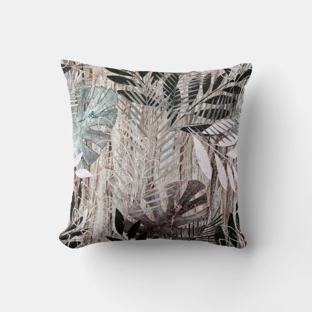 Palm leaves, tree, tropical, Botanical Throw Pillow (Front)