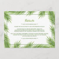 Palm Leaves Tropical Beach Wedding Detail Insert