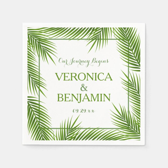 Palm Leaves Tropical Beach Wedding Napkins (Front)