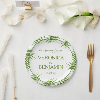 Palm Leaves Tropical Beach Wedding Paper Plates by WeddingStore at Zazzle