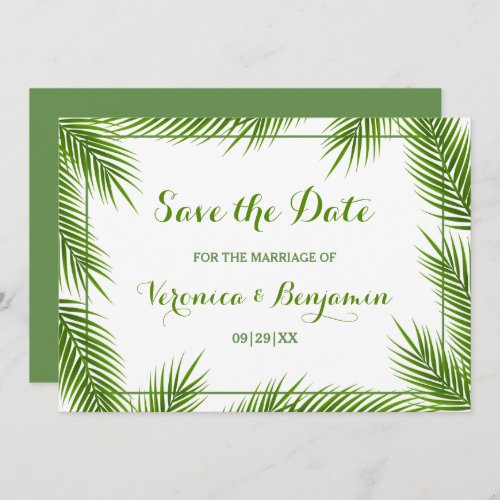 Palm Leaves Tropical Beach Wedding Save The Date