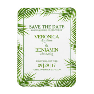 Palm Leaves Tropical Beach Wedding Save The Date Magnet
