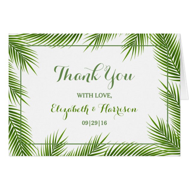 Palm Leaves Tropical Beach Wedding Thank You Card