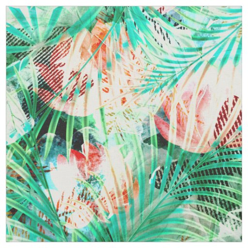 palm leaves, tropical, Botanical, colorful Fabric