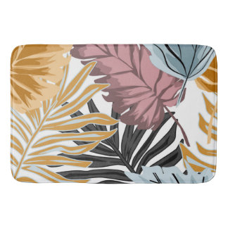 Palm leaves, tropical, Botanical, jungle, forest, Bath Mat