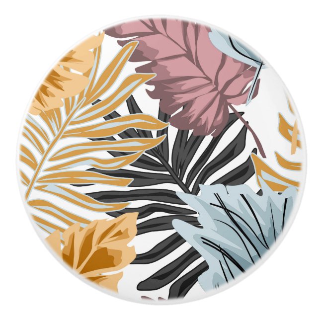 Palm leaves, tropical, Botanical, jungle, forest, Ceramic Knob (Front)