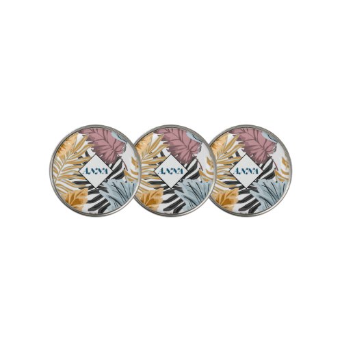 Palm leaves tropical Botanical jungle forest Golf Ball Marker