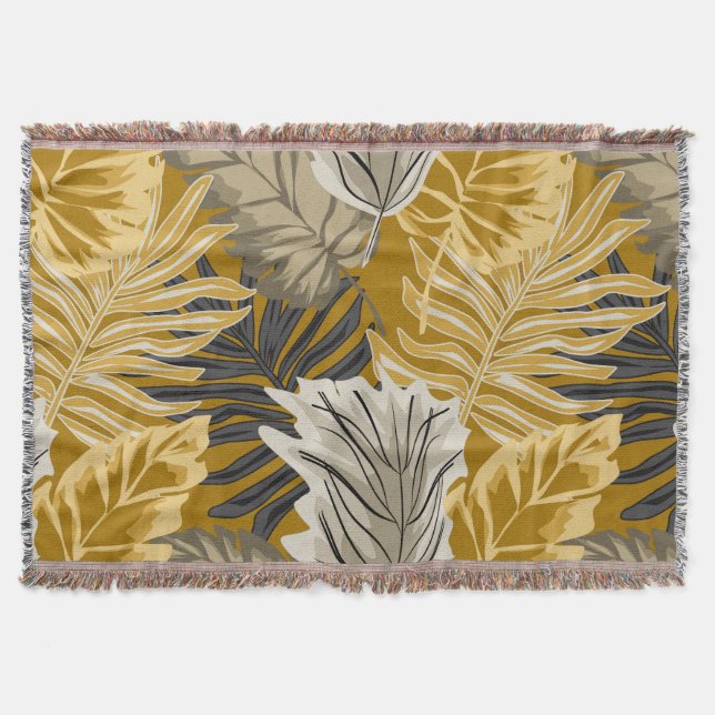 Palm leaves, tropical, Botanical, jungle, forest, Throw Blanket (Front)