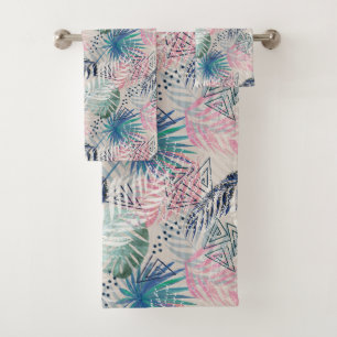 Palm leaves, tropical, Botanical, leaves, jungle, Bath Towel Set