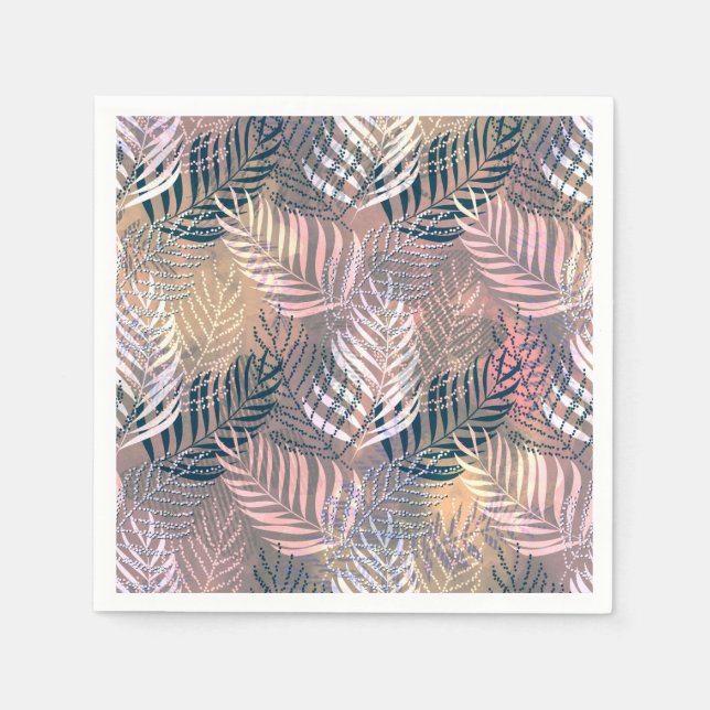 Palm leaves, tropical, Botanical, leaves, jungle Napkins (Front)