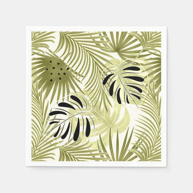 Palm leaves, tropical, Botanical, leaves, jungle Napkins (Front)