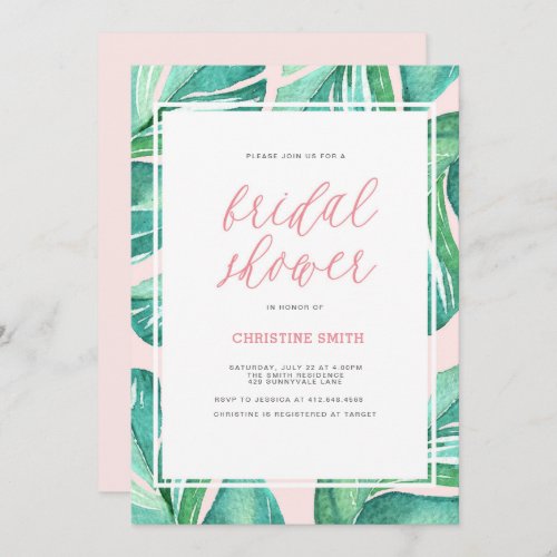 Palm Leaves Tropical Bridal Shower Invitation