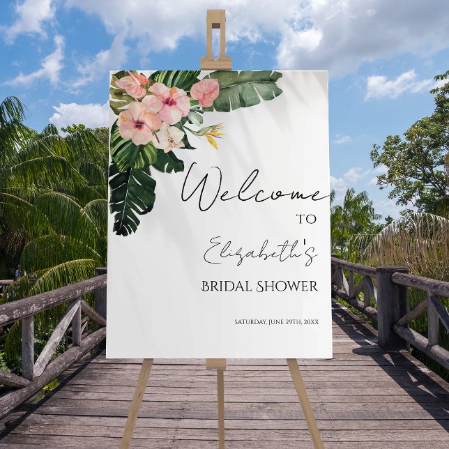 Palm Leaves Tropical Bridal Shower Welcome Sign (Creator Uploaded)