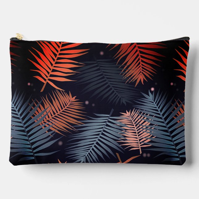 Palm Leaves Tropical Design Accessory Pouch (Front)
