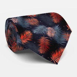 Palm leaves tropical design neck tie