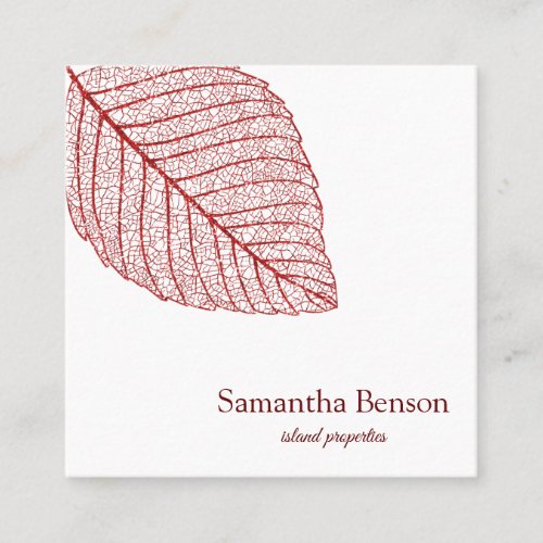 Palm Leaves Tropical Island Green  White Square Square Business Card