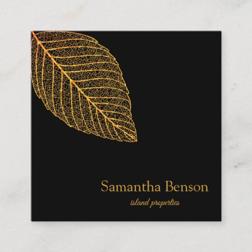 Palm Leaves Tropical Island Green  White Square Square Business Card