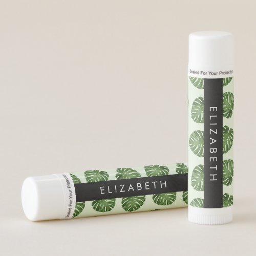 Palm Leaves Tropical Pattern Your Name Lip Balm