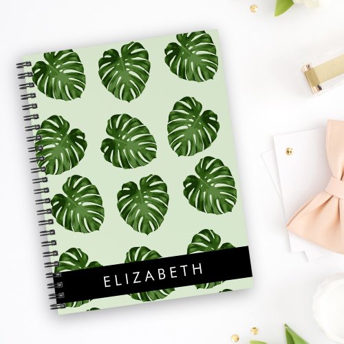 Palm Leaves Tropical Pattern Your Name Notebook