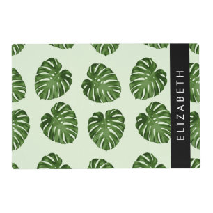 Palm Leaves, Tropical Pattern, Your Name Placemat