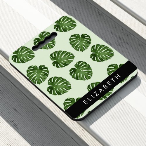 Palm Leaves Tropical Pattern Your Name Seat Cushion