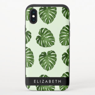 Palm Leaves, Tropical Pattern, Your Name iPhone X Slider Case