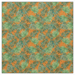 Palm Leaves Tropical Print Orange Fabric