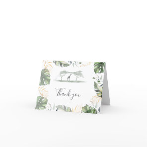 Palm Leaves Tropical Theme Giraffe Baby Shower Thank You Card