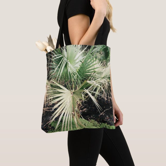 Palm leaves Tropical Tree Bag Tote (Close Up)