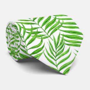 Palm leaves watercolor neck tie