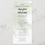 Palm Leaves Wedding Ceremony Tall Program<br><div class="desc">Tall flat wedding ceremony program with palm tree background.  Affordable white cards with black,  custom text on both sides.  Background image is green palm fronds for a tropical ceremony.  Include a personal message to guests on the back.</div>