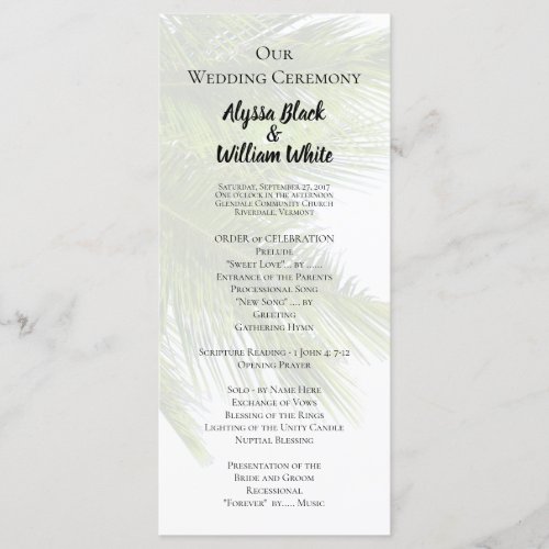 Palm Leaves Wedding Ceremony Tall Program