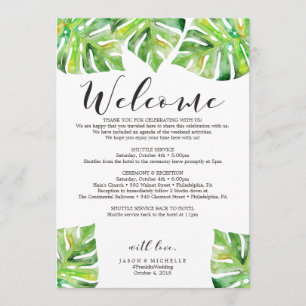 Palm Leaves Wedding Itinerary Welcome Letter Invitation