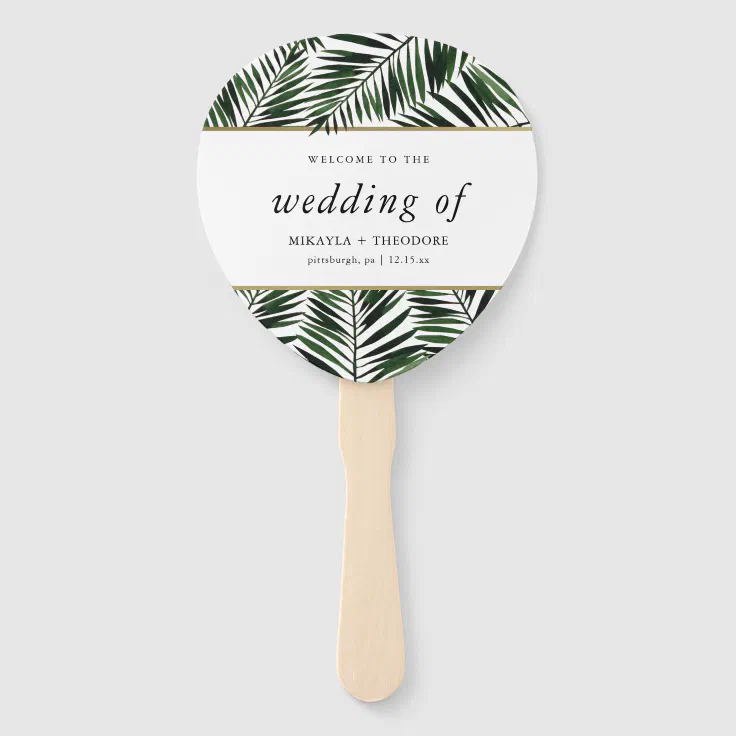 Palm Leaves Wedding Program Fan
