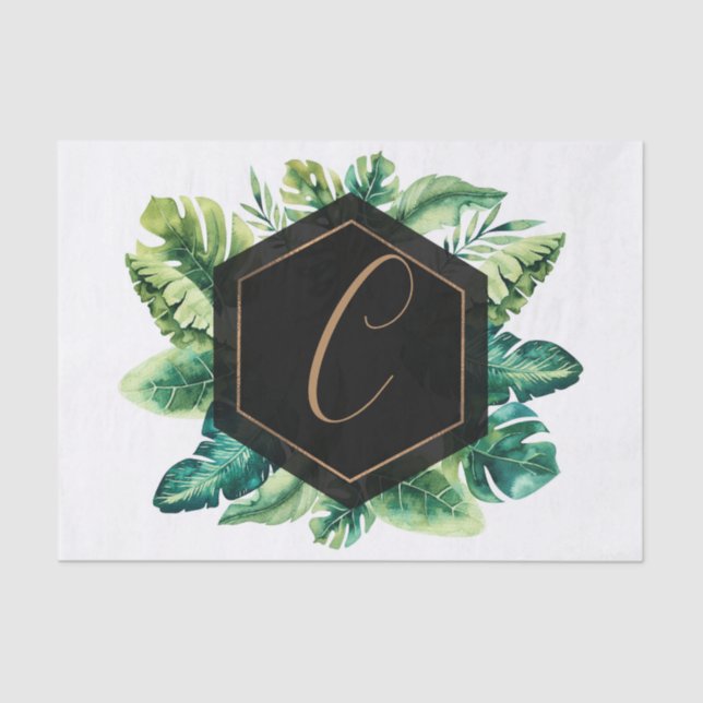 Palm Leaves White Gold Elegant Tropical Summer Tissue Paper (Front)