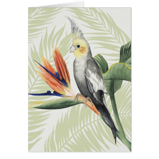 Palm Leaves With Black Bird Cards (Front)