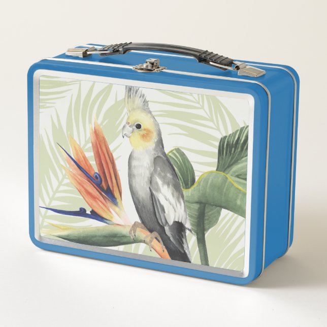 Palm Leaves With Black Bird Metal Lunch Box (Front)