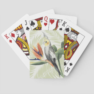 Palm Leaves With Black Bird Poker Cards