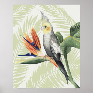 Palm Leaves With Black Bird Poster