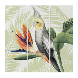 Palm Leaves With Black Bird Triptych
