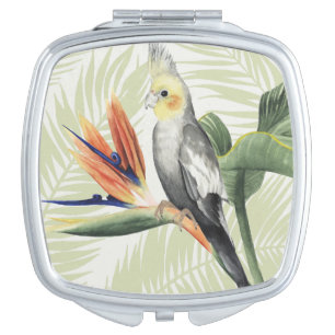 Palm Leaves With Black Bird Vanity Mirror