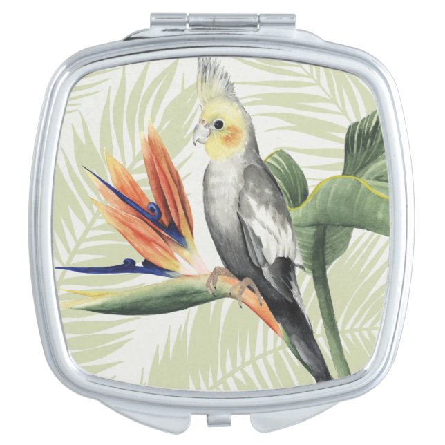 Palm Leaves With Black Bird Vanity Mirror (Front)