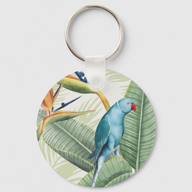 Palm Leaves With Blue Bird Keychain (Front)