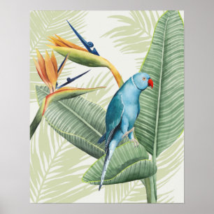 Palm Leaves With Blue Bird Poster
