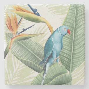 Palm Leaves With Blue Bird Stone Coaster