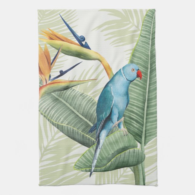 Palm Leaves With Blue Bird Towel (Vertical)