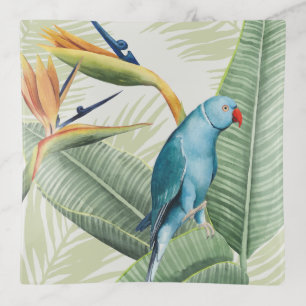 Palm Leaves With Blue Bird Trinket Tray
