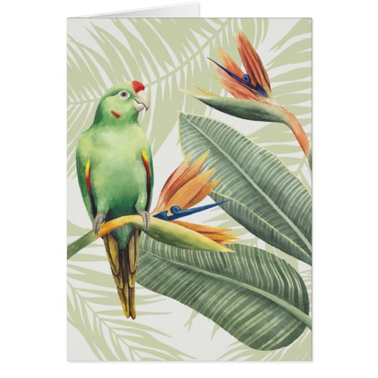 Palm Leaves With Green Bird (Front)
