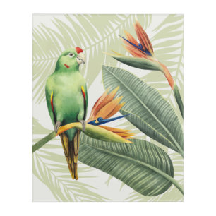 Palm Leaves With Green Bird Acrylic Print