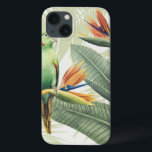 Palm Leaves With Green Bird iPhone 13 Case<br><div class="desc">Palm Leaves With Green Bird  Artist: Grace Popp | Image ID: 157018GG</div>